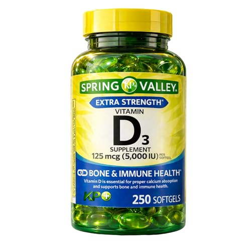 KP+ Vitamin D3 125 mcg (5 000 IU) | Bone & Immune Health | Gluten Free | 250 Softgels | Pack of 1