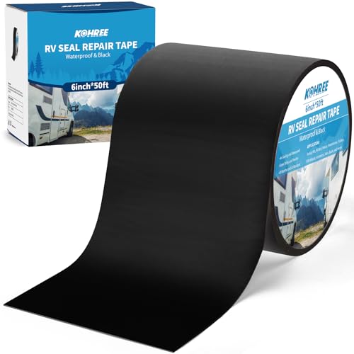 Kohree Butyl Sealant Tape, RV Roof Tape Black, 6 Inch x 50 Foot RV Sealant Waterproof Roofing Tape UV &amp; Weatherproof, for RV Repair, Window, Boat,Truck &amp; Camper
