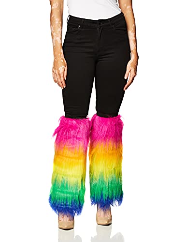 Leg Avenue Women s Furry Rainbow Leg Warmers, Multi-Color, One Size