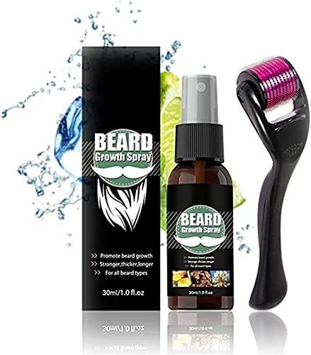 Beard Growth Spray, Beard Growth Serum with Roller, Beard Thickening Spray, Beard Growth Serum, Grow a Thicker Beard Quickly, Beard Growth Kit, Beard Growth Stimulator (Without Roller)