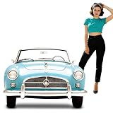 APUDWN 50s 1950 Blue Car Cardboard Cutout, 2.7 x 2 ft Large Retro Convertible Photo Prop, 1950’s Theme Party Decoration, Rock and Roll Life-Size Stand Up Backdrop for Sock Hop Birthday Party Supply