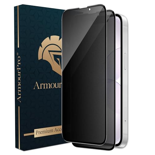 Image of ArmourPro Matte Privacy Tempered Glass for iPhone 17e, 16e, 13 and iPhone 14, Pack of 2, Anti Spy Anti Glare Screen Protector, Edge-to-Edge Full Coverage, 9H Anti Scratch, Smooth Touch, Easy Installation Kit