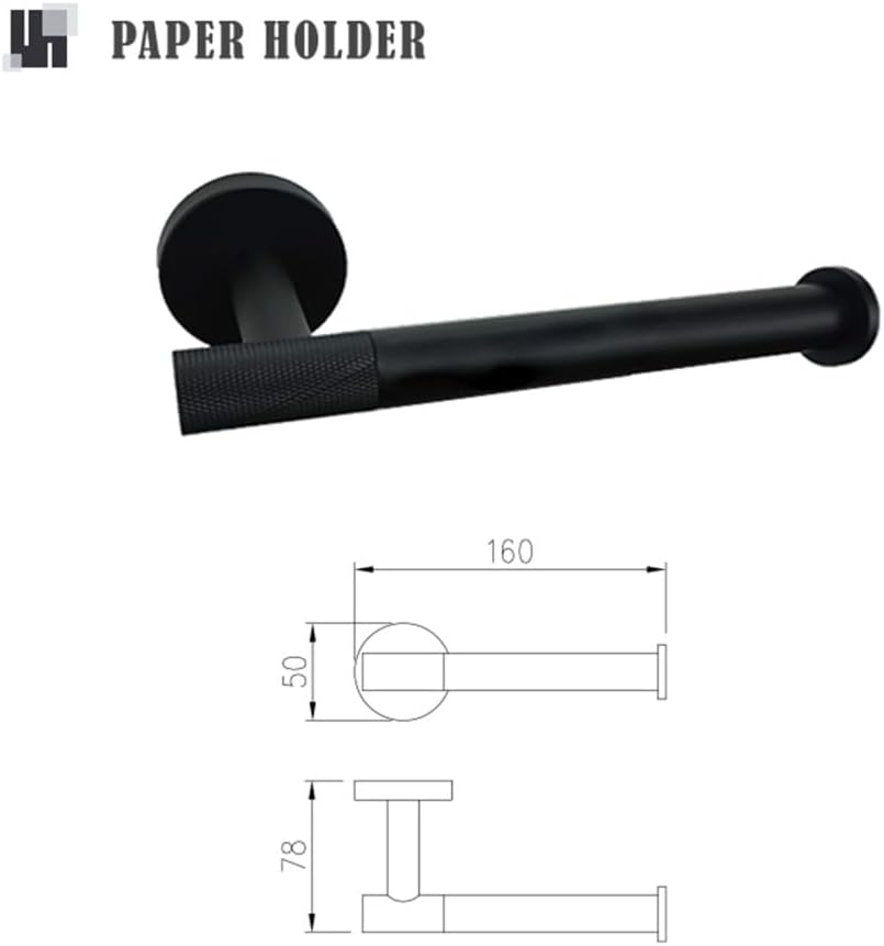Bathroom Accessories Towel Rack Shelf Matte Black Towel Ring Hanger Wall Mounted Paper Holder Toilet Brush Holder Robe Coat Hook,Paper Holder (Paper Holder)