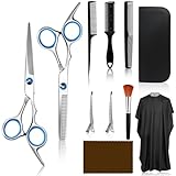 JAFENTijeras Para Cortar Cabello Profesional, 11 Piezas Acero Inoxidable Tijeras Para Cortar Cabello, Hogar Kit Para Cortar...
