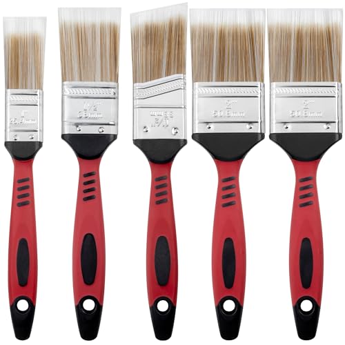 Hardys 5pc Paint Brush Set Mix | Essential Brushes for All Wall, Ceiling & Paint Decorating | Synthetic Bristle, Straight Line & Angled for Cutting In & Smooth Finish