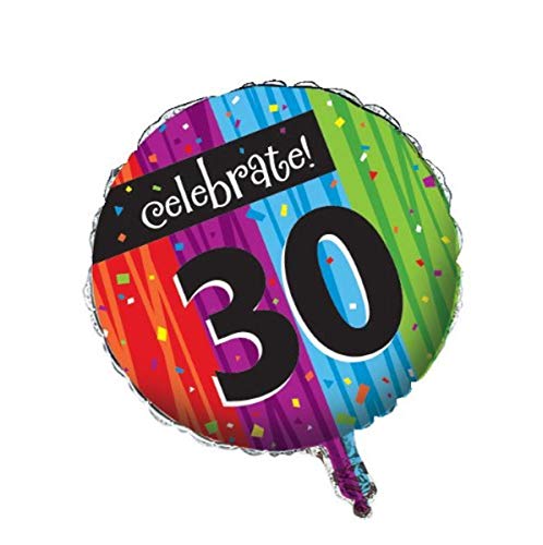 Creative Converting Party Decoration Round Metallic Balloon, Milestone Celebrations 30th