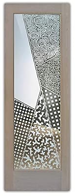 Frosted Glass Interior Door - Matrix Angles - 1D Positive Clear - Abstract - 24" x 80" - Book/Slab Door - Alder Clear
