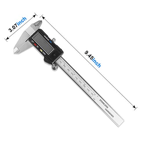 Digital Caliper 6 inch Vernier Caliper Digital Measuring Tool Stainless Steel Caliper Tool Inch/Metric Conversion Large LCD Screen Auto-off Feature