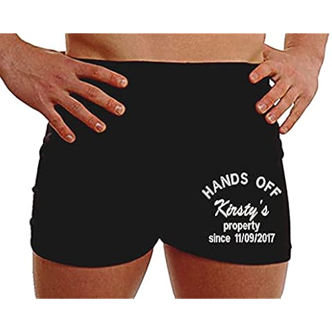 Personalised boxer shorts Hands off property husband boxers amazon customise Leg (Large) Black Cover