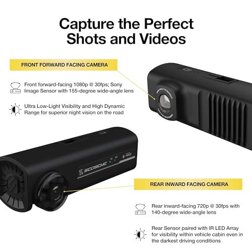 Scosche NEXC2128-XCES0 Full HD Two-Way Smart Dash Cam Powered by Nexar with Suction Cup and 128GB Memory