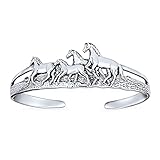Bling Jewelry Unisex Pesado Sólido Collar Llamativo Salvaje Occidental Correr Caballos Ecuestres Pulsera Para Mujeres Hombres Antiguo Oxidado .925 Plata De Ley Acabado Joyería Fina Ajustable