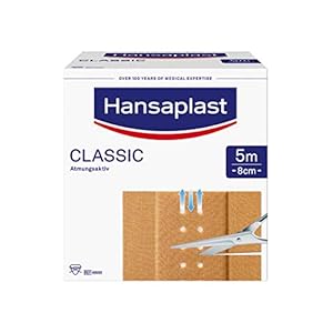 Hansaplast Classic Pflaster (5 m x 8 cm), zuschneidbare Wundpflaster mit extra starker Klebkraft, flexibles und atmungsaktives Verbandsmaterial