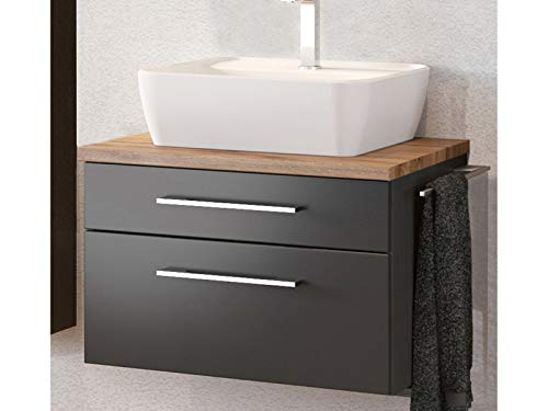 Waschtisch Handwaschplatz Badschrank Waschplatz Waschbecken Badmöbel Davos I Graphit/Grau-Matt