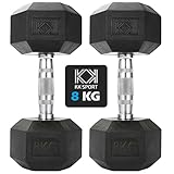 KK Hex Dumbbell Set - Dumbbell Weights For Weight Training - Hex Dumbbells Set With Rubber-Coated Heads, Stainless-Steel Core & Knurled Chrome Handle