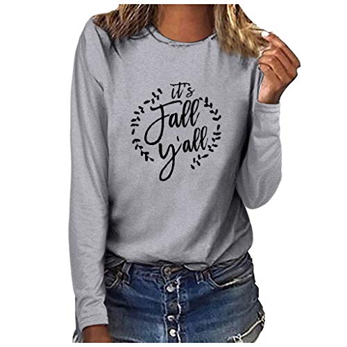 Preisvergleich Produktbild LILIHOT Damen Langarmshirt Mit Rundhalsausschnitt Casual Print Tunika Pullover Mode Sweatshirts Sport Longpullover