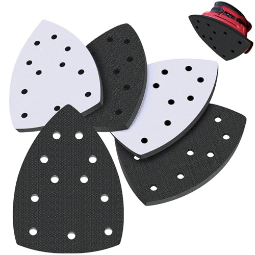 Ceoighe 5 Pack 11 Hole Foam Sander Pads, Mouse Detail Interface Pads with Hook and Loop Backing, Triangle Sanding Pad for Sanding Machine, Increasing Flexibility and Balancing Pressure by Ceoighe - Used condition - US$12.81