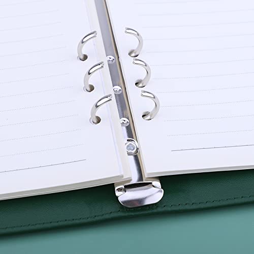 Image of Antner A5 Notebook Photocard Binder with 6 Ring Planner, PU Leather Refillable Budget Binder Loose Leaf Organizer Cover with Magnetic Buckle, Dark Green