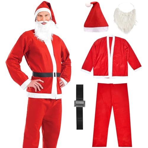 OZXVXZO Costume Babbo Natale, 5 Pezzi, Cbabbo Natale Costume con