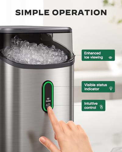 Image of Silonn Nugget Ice Maker Countertop, Chewable Pebble Ice Machine, 33 lbs Daily Output, Includes Ice Scoop, Portable Pellet Ice Maker with Self-Cleaning, for Home Kitchen Office Use, Black