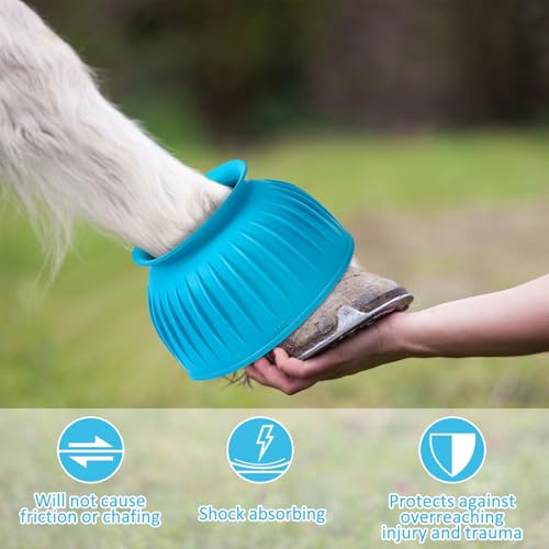 Image of Abbylike Bell Boots for Horses 1 Pair /2 Pair Available, Protect Against Hoof Impact Trauma, Rubber Bell Boots Horse Care for Turnout, No Rub Design Wrap Hook and Loop