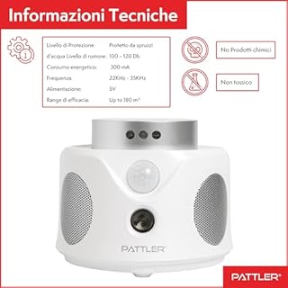 PATTLER Dissuasore per Topi ad Ultrasuoni, Repellente Ultrasuoni Topi, Ultrasuoni per Topi a 360°, Ultrasuoni per Topi da Esterno e da Interno, Scaccia Topi, Pest Reject, Dissuasori per Topi