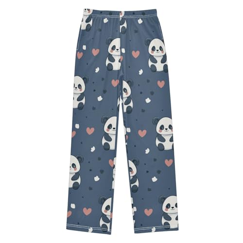 Pajama Bottoms, Cartoon Panda on Blue Sleeping Pant Lounge Wear Pajamas Long Pants Sleepwear Pjs
