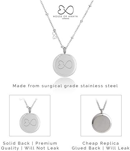Essential Oil Diffuser Necklace | Aromatherapy Jewellery | Pendant Locket Necklace | 316L Surgical Grade Stainless Steel | 55cm Adjustable Chain | 10 Washable Insert Pads | Idea Gift for Women