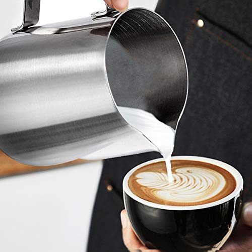 Milk Frothing Pitcher, ENLOY 20 oz Stainless Steel Creamer Frothing Pitcher, Perfect for Espresso Machines, Milk Frothers, Latte Art (600 ml)
