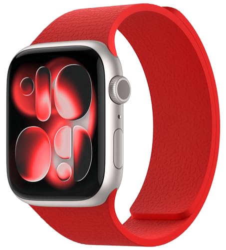 Image of Nereides Compatible with Apple Watch Straps 46mm 45mm 44mm 49mm, Soft Magnetic Silicone Replacement Band for iWatch Series 11 10 9 8 7 6 5 4 SE SE2 SE3 Ultra 3/2/1 (Red)
