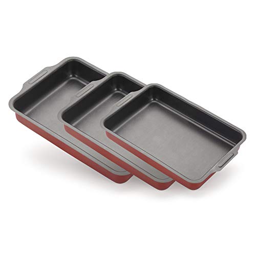 Conjunto Assadeiras Antiaderente Retangular 3 pçs Vermelha