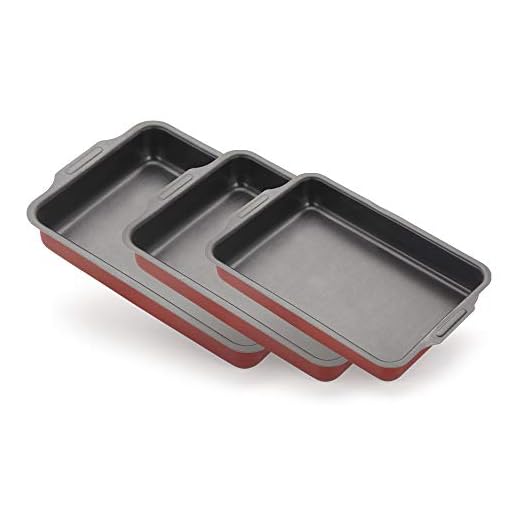 Conjunto de Assadeiras Color Antiaderente Retangular Alta Com Aba Nº 1 a 3 Cor:Vermelho