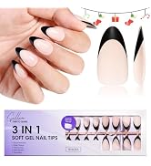 Gellen French Gel Nails, Soft Almond French Tip Press on Nails 150 Pcs, Classic Pink French Tip N...