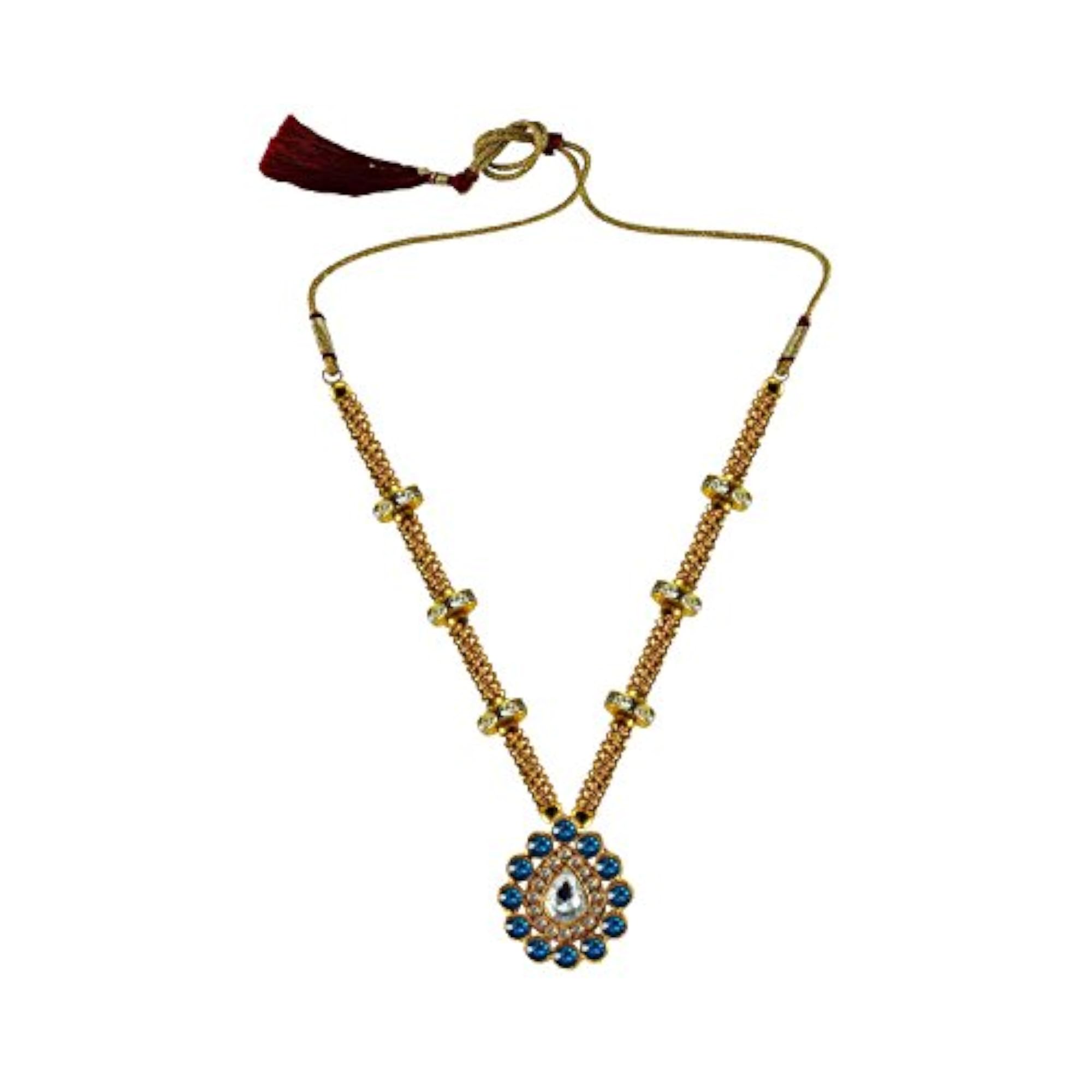 Women's Multicolor Solid Stone Brass Pendant, Platted
