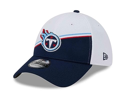 New Era Men's White/Navy Tennessee Titans 2023 Sideline 39THIRTY Flex Hat