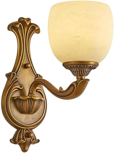 CWCQGH Retro Copper Wall Lamp - Antique Marble Bedside Corridor Light for Living Room & Bedroom