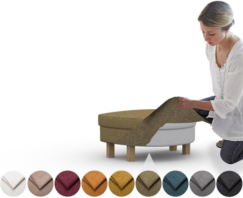 comfortly Cover for Karlanda Footstool, Replacement Slipcover, Heavy Duty 2 pcs Cover, Soft Durable Washable Fabric, Easy to Clean & Replace (Crown - Amber)