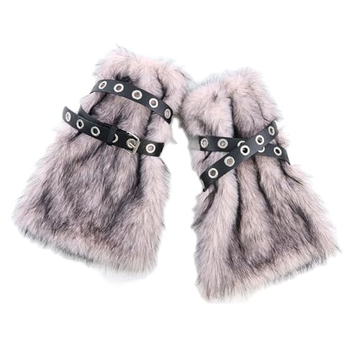 Women Y2k Fur Leg Warmers Faux Fur Furry Leg Warmers Warm Fuzzy Boot Cuff Boot Sleeves Rave Accessories