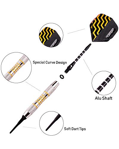 image for Turnart Professional Soft Tip Darts Set for Electronic Dartboard - 9 P