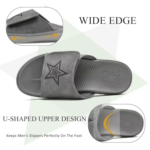 Image of KuaiLu Mens Slide Sandals Orthotic Arch Support Athletic Sport Sandals For Men Adjustable Comfort Slippers With Soft Cushioning For Outdoor