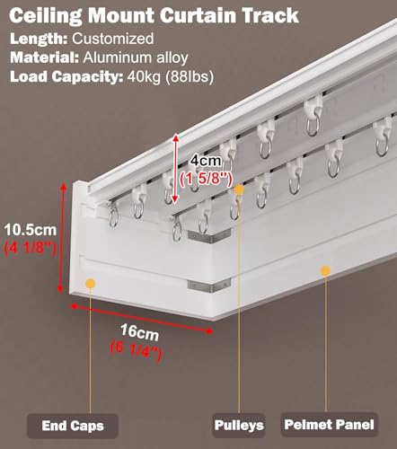 Riel de cortina doble decorativo y resistente para montaje superior en pared 5