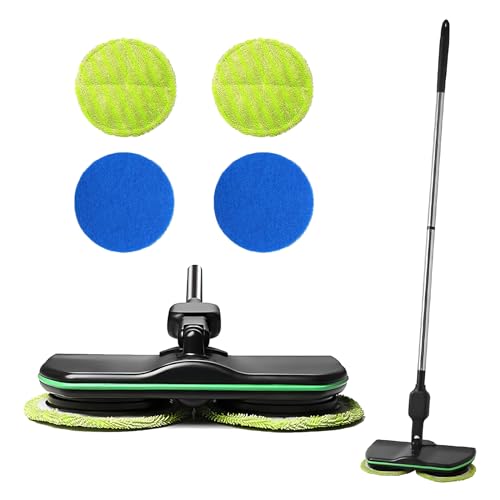 Electric Floating Mop With 4 Scouring Pads, Cordless Spin Mop Polisher Scrubber, Adjustable Handle for Home Hardwood Tile PVC Floor Cleaning