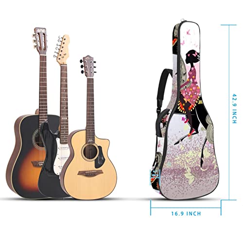Housse étanche pour guitare acoustique avec double bandoulière et poche Motif champignons et fleurs, cœurs, oiseaux… - Les Beatles, Paul McCartney, John Lennon, RIngo Starr, George Harrison Housse étanche pour guitare acoustique avec double bandoulière et poche Motif champignons et fleurs, cœurs, oiseaux… – Image 6