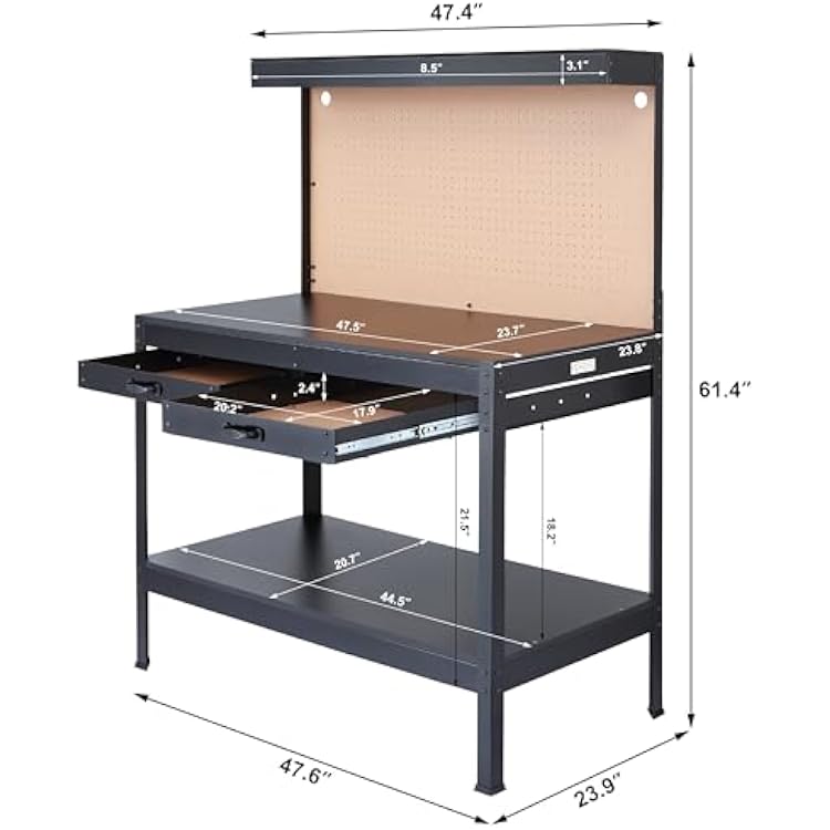 Olympia Tools Multipurpose Workbench With Power Outlets and Light, 410-014-0111 , Black