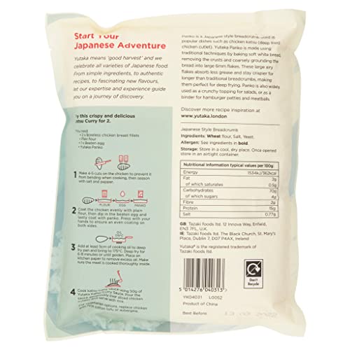 Yutaka Panko Bread Crumbs 6mm 300g (Pack of 5) | Vegan-Friendly Japanese-Style Panko | Large 6mm Flakes for Extra-Crispy Coating | Ideal for Katsu, Tempura, Croquettes & Crunchy Toppings
