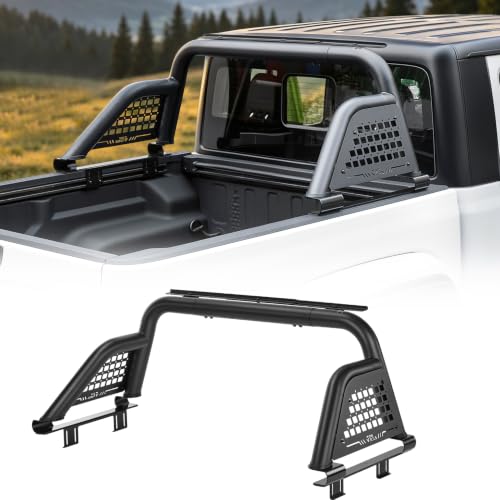 Image of JOYTUTUS Roll Bar for Mid-Size Trucks, Adjustable Truck Bed Sport Bar Chase Rack with MOLLE Panels, No-Drill E-Coated, Compatible with Tacoma Colorado Canyon Frontier