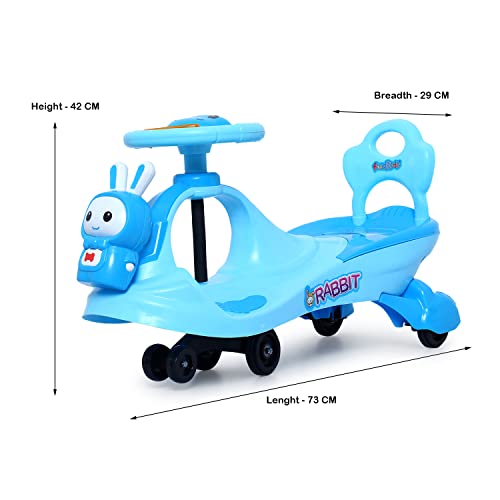 Fun Ride Bunny Swing Car Rider - Bunny Rabbit Twist and Swing Magic Car Ride On for Kids with Steering Music and Lights for Boys and Girls for Age 3+ Weight Capacity Upto 100 Kg (Blue)