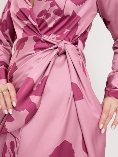 Image of FableStreet Women's Casual Shirt Collar Printed Polyester Midi Dress
