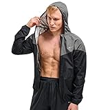 BVVU Sauna Suit for Men Zipper Sweat Suits with Hood Sauna Jacket Gym Workout Full Body only Jacket Darkgrey X-Large