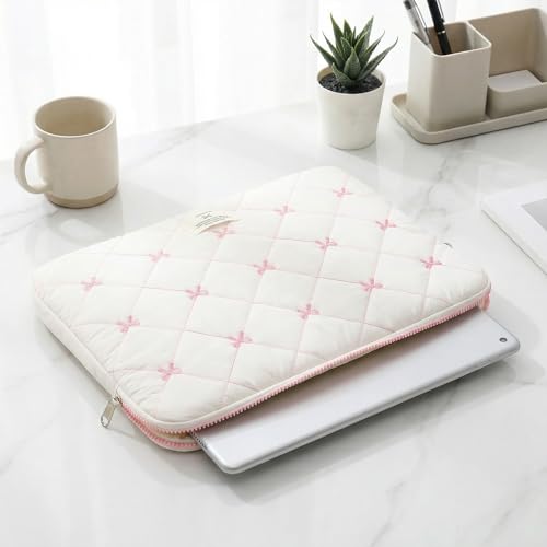 Funda acolchada para laptop Bow beige 15-15.6 pulg miniatura 2