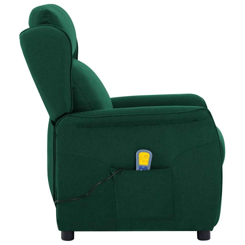 Fotel do masażu, ciemnozielony, 93,5 x 67,5 x 101,5 cm, materiał z funkcją ogrzewania, masaż wibracyjny i shiatsu, do salonu, sypialni, biura – fotel relaksacyjny dla redukcji stresu i